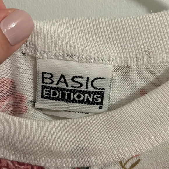 Vintage Floral Short Sleeve Sweatshirt XL - Picture 2 of 4